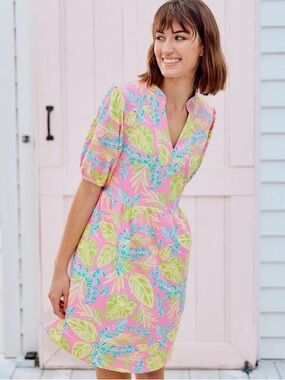 NWT Mary Square Catalina Vine Time Puff Sleeve A-Line Dress Sz S